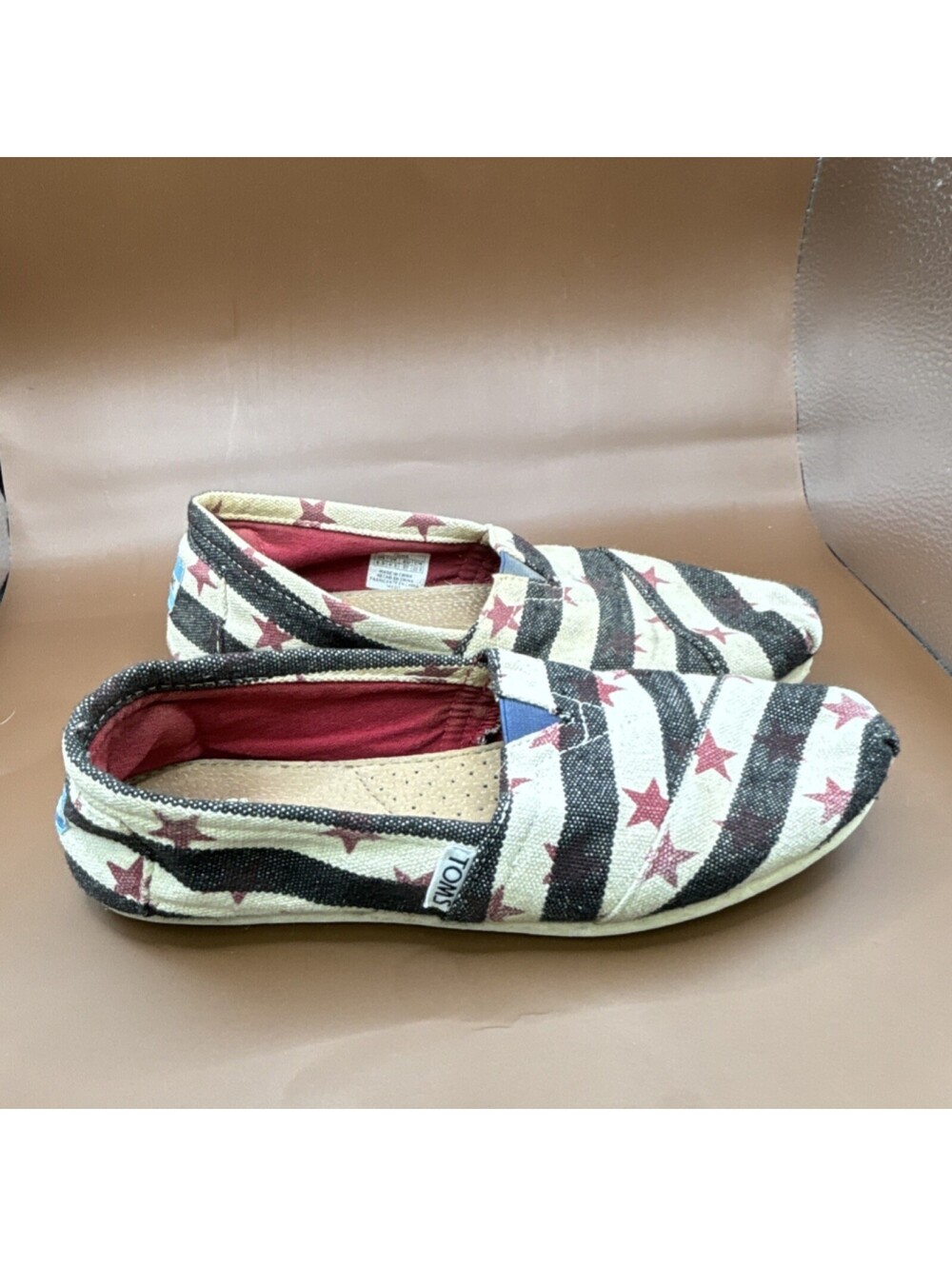 TOMS Classic Canvas Slip-On Shoes with Star and Stripe Print
